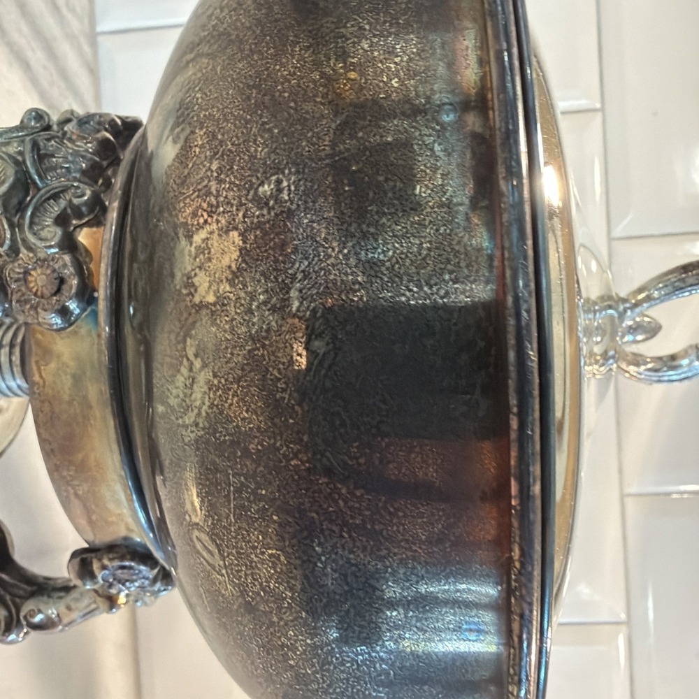 Vtg. Silverplate Covered Chaffing Dish w/ Stand, Burner OLA007 - Picture 4 of 15